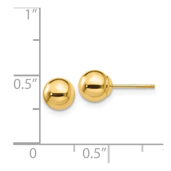 14K Yellow Gold Polished Ball Post Earrings Image 3 Morin Jewelers Southbridge, MA