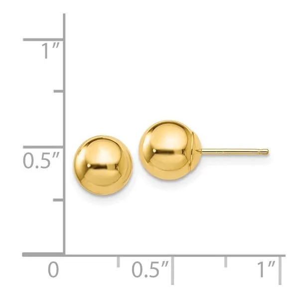 14K Yellow Gold Polished Ball Post Earrings Image 3 Morin Jewelers Southbridge, MA