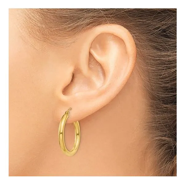 14K Yellow Gold Lightweight Tube Hoop Earrings Image 2 Morin Jewelers Southbridge, MA