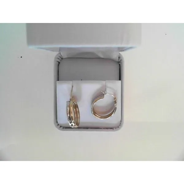 14K Two-Tone Satin and Diamond Cut Oval Hoop Earrings Morin Jewelers Southbridge, MA