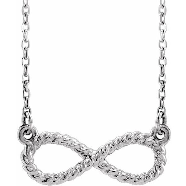 14K White Gold Infinity Necklace with Rope Chain Morin Jewelers Southbridge, MA