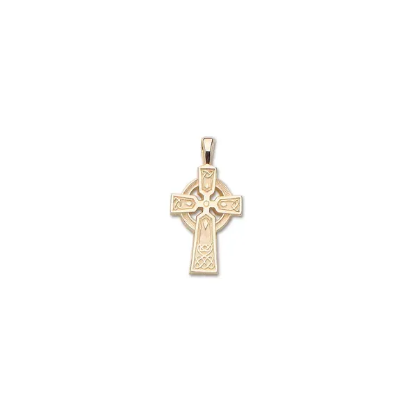 Solid 14K Yellow Medium Celtic Cross Pendant