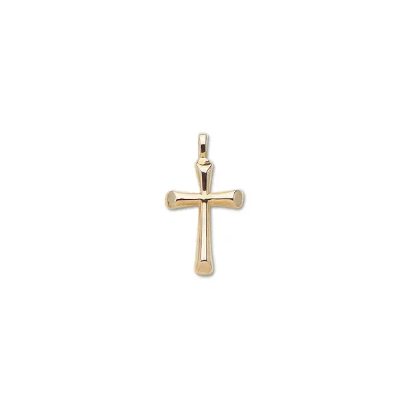 Solid 14K Yellow Medium 1/2 Round Flair Cross Pendant