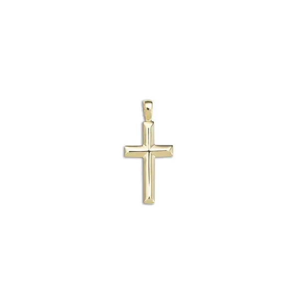 Solid 14K Yellow Medium Angled Cross Pendant