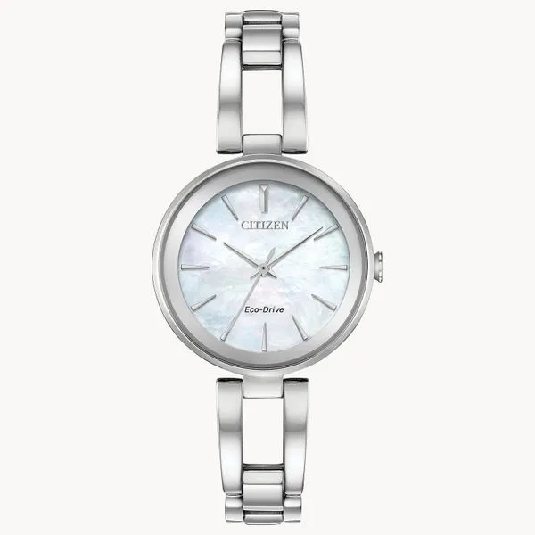CITIZEN Eco-Drive Ladies White Stainless Steel Dress Watch Morin Jewelers Southbridge, MA