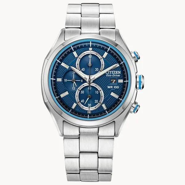 CITIZEN Eco-Drive Mens White Stainless Steel Chronograph Watch Morin Jewelers Southbridge, MA