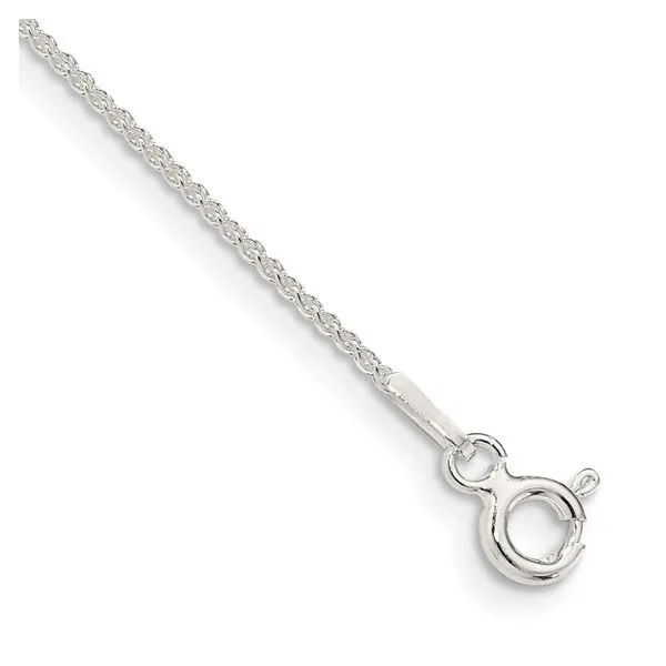 White Polished Sterling Silver Round Spiga Chain Anklet Morin Jewelers Southbridge, MA