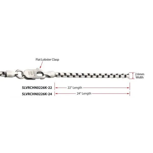 INOX Sterling Silver Black Rhodium Plated Box Chain Necklace Image 5 Morin Jewelers Southbridge, MA