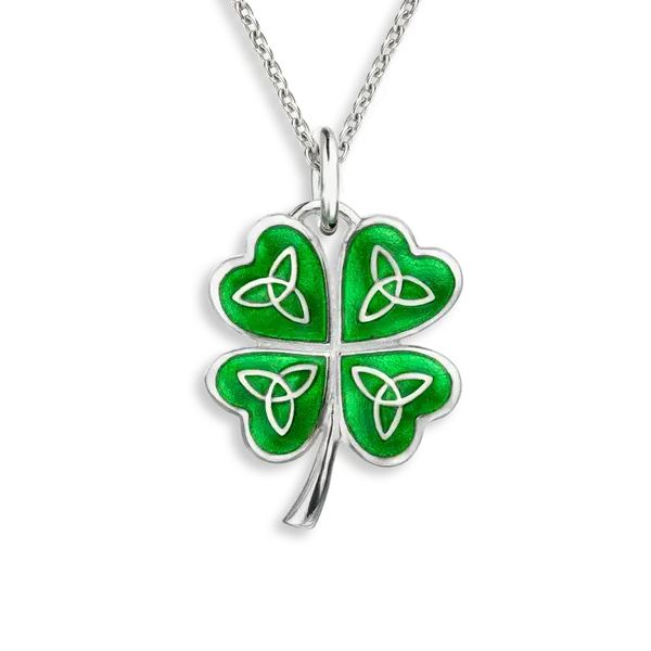 Green Cloverleaf Celtic Cross Necklace Morin Jewelers Southbridge, MA