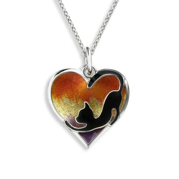 Sterling Silver Heart and Cat Necklace Morin Jewelers Southbridge, MA