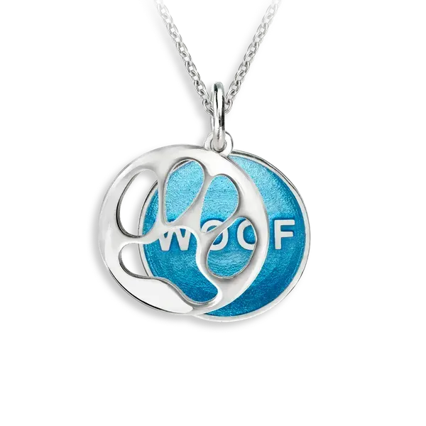 Sterling Silver Blue Woof and Paws Necklace Morin Jewelers Southbridge, MA