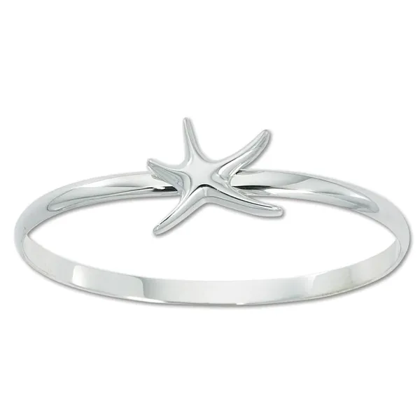 White Sterling Silver Bangle Bracelet with Starfish Morin Jewelers Southbridge, MA