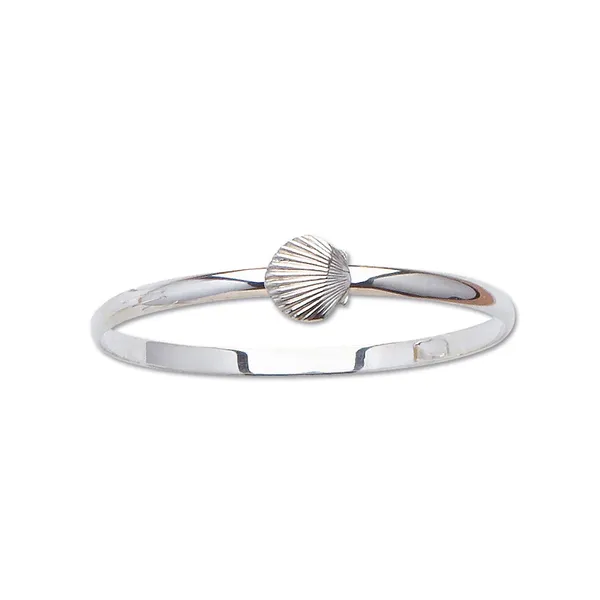 White Sterling Silver Bangle Bracelet with Scallop Shell Morin Jewelers Southbridge, MA
