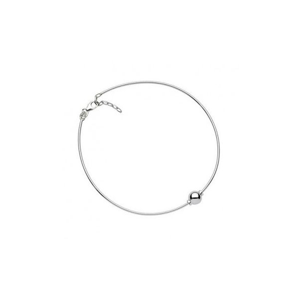 White Sterling Silver Fancy Link Bead Ankle Bracelet Morin Jewelers Southbridge, MA