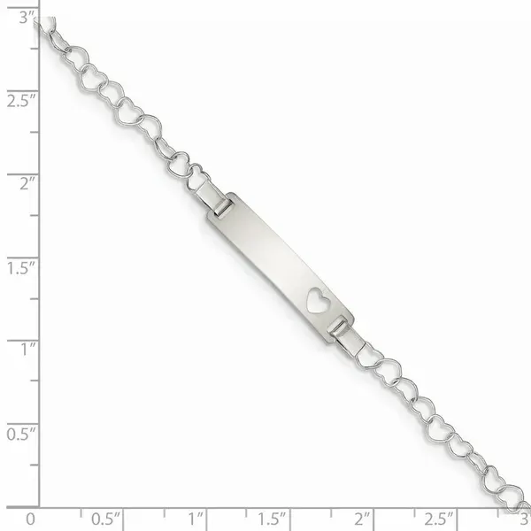 Sterling Silver Heart ID Bracelet on Heart Shaped Link Chain Image 2 Morin Jewelers Southbridge, MA