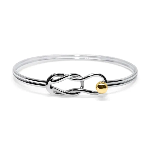Cape Cod Sterling Silver and 14K Yellow Nautical Square Knot Bracelet Morin Jewelers Southbridge, MA
