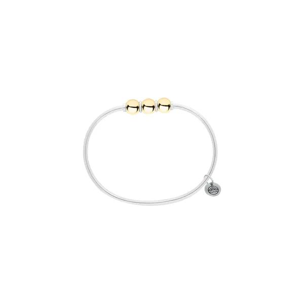 Twotone 14K Yellow Gold & Sterling Silver Bracelet with Gold Beads Morin Jewelers Southbridge, MA