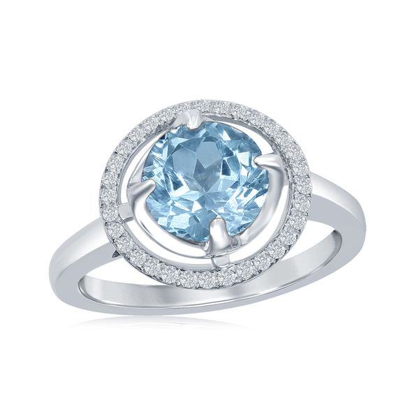 Sterling Silver Blue Topaz and White Topaz Fashion Ring Morin Jewelers Southbridge, MA