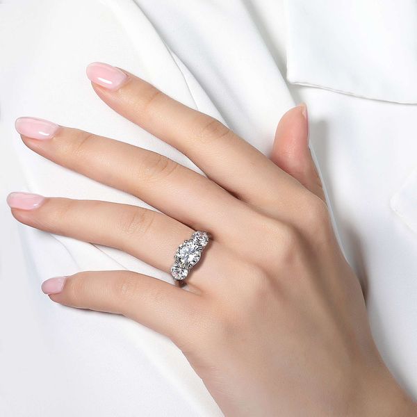 Sterling Silver Three-Stone Engagement Ring Image 2 Morin Jewelers Southbridge, MA
