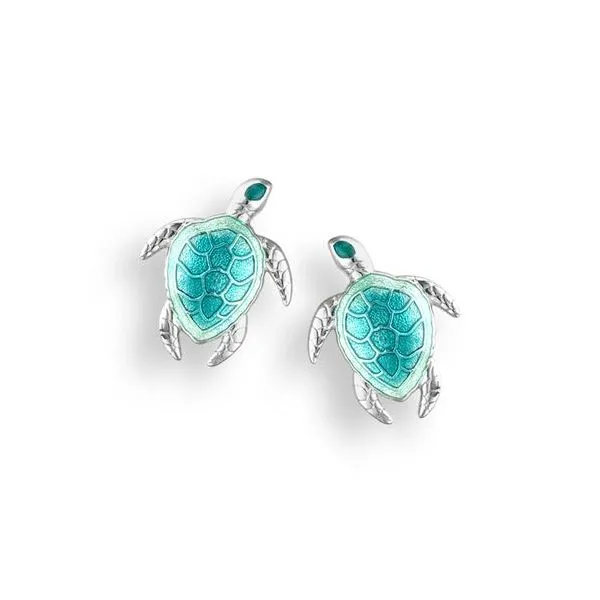 Green Turtle Post Earrings