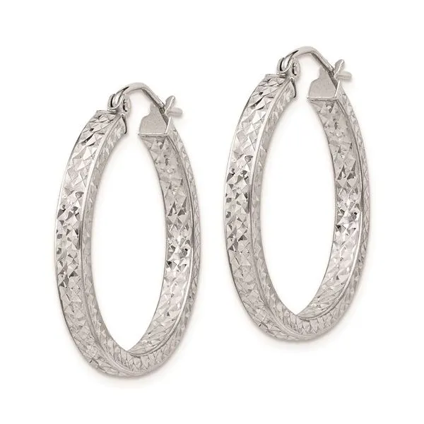 Sterling Silver Diamond Cut Large Hoop Earrings Image 2 Morin Jewelers Southbridge, MA