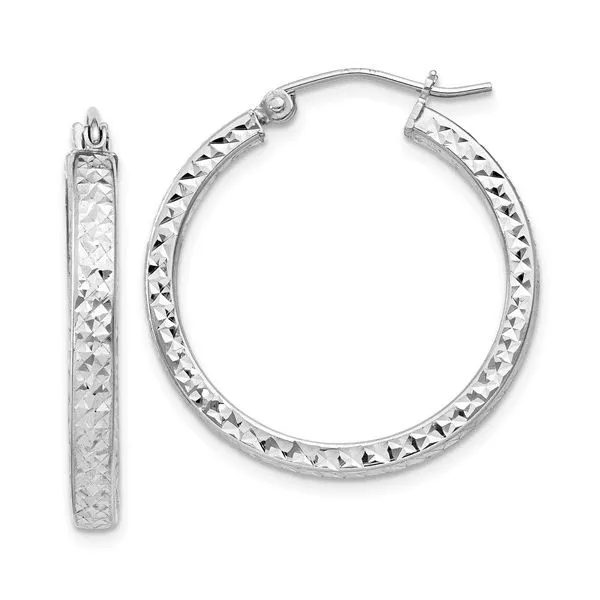 Sterling Silver Diamond Cut Large Hoop Earrings Morin Jewelers Southbridge, MA