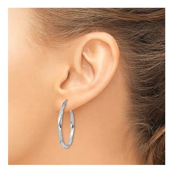 Sterling Silver Twisted Large Hoop Earrings Image 4 Morin Jewelers Southbridge, MA