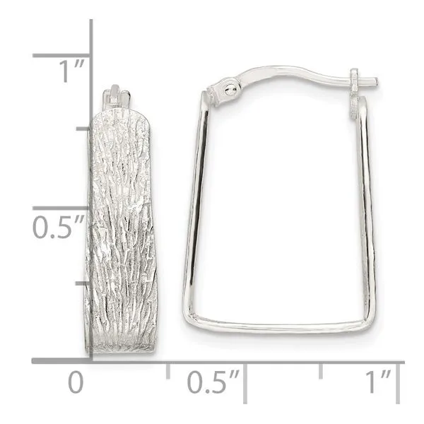Lady's White Sterling Silver Medium Hoop Earrings Textured 5.5 mm Square Hoops Image 4 Morin Jewelers Southbridge, MA