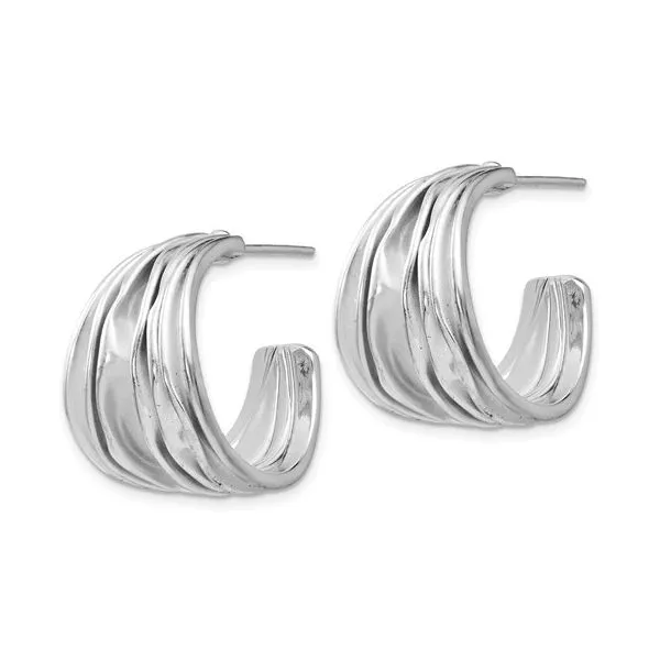Women's Sterling Silver Post Hoop Earrings Image 2 Morin Jewelers Southbridge, MA