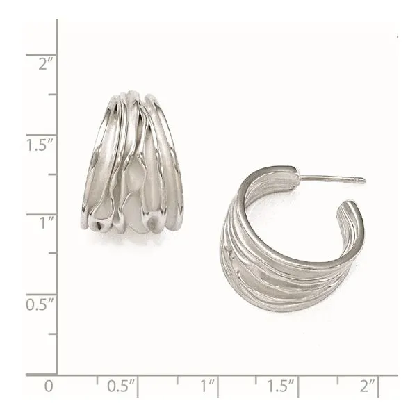 Women's Sterling Silver Post Hoop Earrings Image 3 Morin Jewelers Southbridge, MA