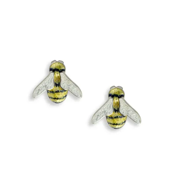 Sterling Silver Yellow Bee Post Earrings