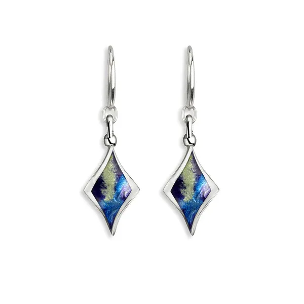 Sterling Silver Blue Color Aurora Diamond Twist Wire Earrings Morin Jewelers Southbridge, MA