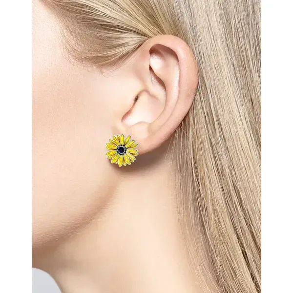 Women's Sterling Silver Yellow Black-Eyed Susan Post Earrings Image 2 Morin Jewelers Southbridge, MA
