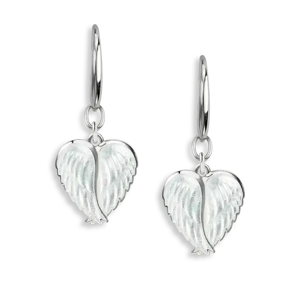 Sterling Silver White Angel Wings Wire Earrings