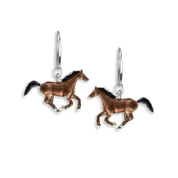 Sterling Silver Brown Horse Wire Earrings