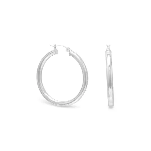 White Sterling Silver Large Hoop Earrings Morin Jewelers Southbridge, MA