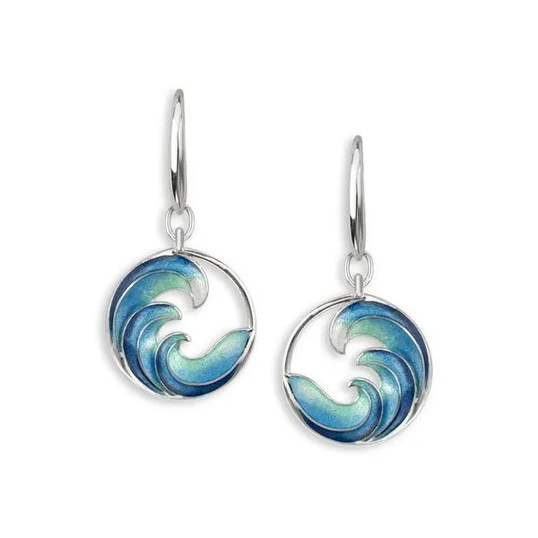 Silver Turquoise Ocean Wave Wire Earrings Morin Jewelers Southbridge, MA