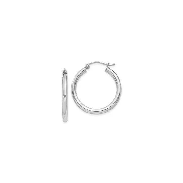 Sterling Silver Rhodium Plated Round Hoop Earrings Morin Jewelers Southbridge, MA