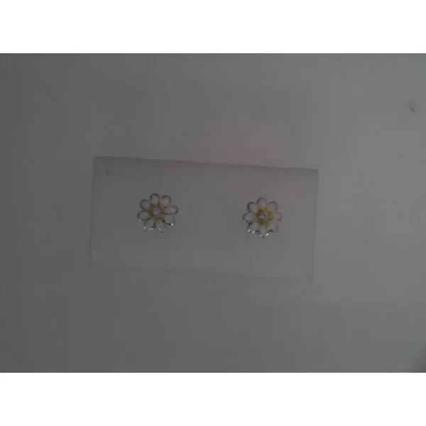 Sterling Silver White Sapphire Daisy Post Earrings