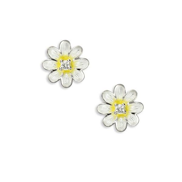 Sterling Silver White Sapphire Daisy Post Earrings Morin Jewelers Southbridge, MA