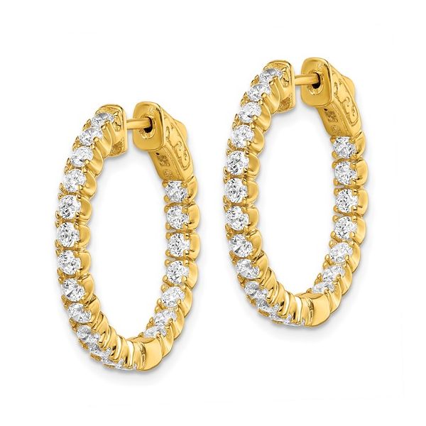 Sterling Silver CZ Hinged Hoop Earrings Image 2 Morin Jewelers Southbridge, MA