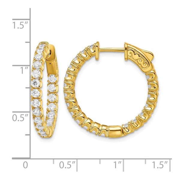 Sterling Silver CZ Hinged Hoop Earrings Image 4 Morin Jewelers Southbridge, MA