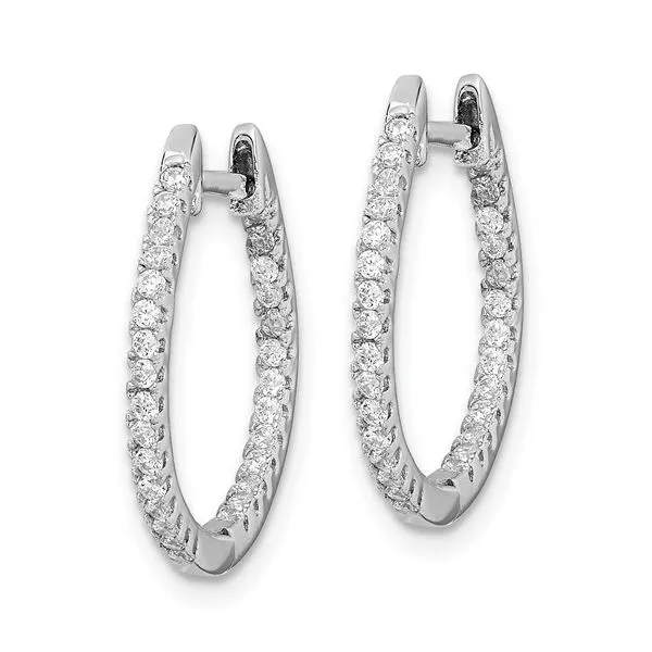 Sterling Silver CZ In/Out Hinged Hoop Earrings Image 2 Morin Jewelers Southbridge, MA