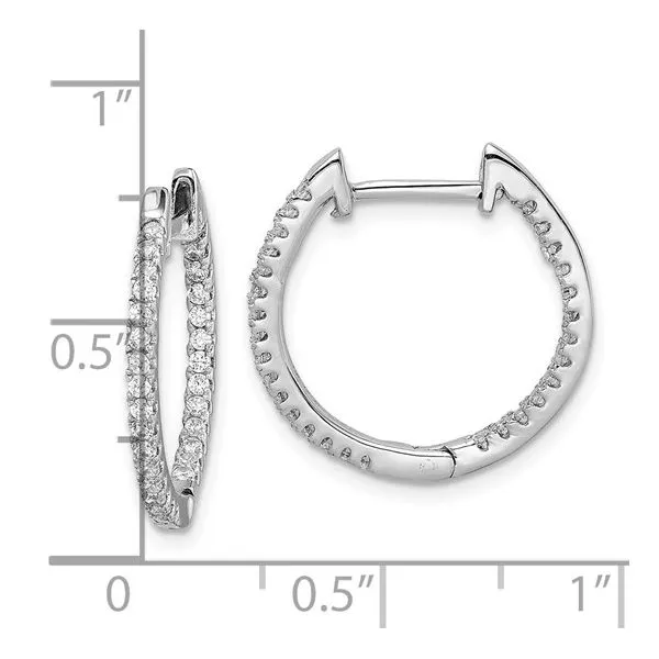 Sterling Silver CZ In/Out Hinged Hoop Earrings Image 4 Morin Jewelers Southbridge, MA