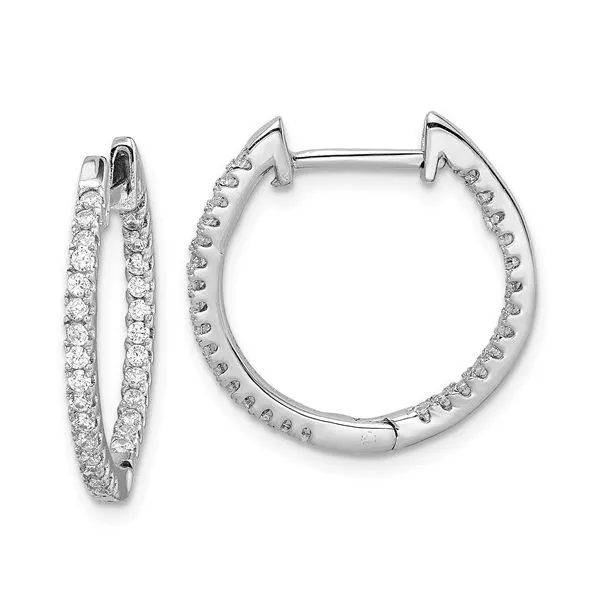 Sterling Silver CZ In/Out Hinged Hoop Earrings Morin Jewelers Southbridge, MA