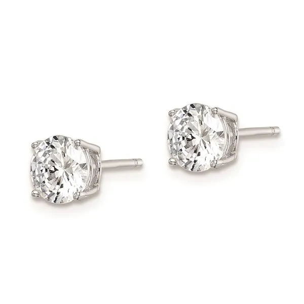 Sterling Silver CZ Stud Earrings Image 2 Morin Jewelers Southbridge, MA