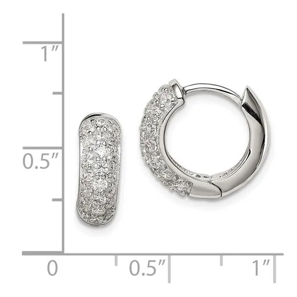 Sterling Silver CZ Hinged Hoop Earrings Image 4 Morin Jewelers Southbridge, MA