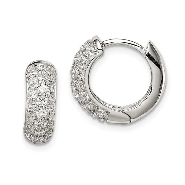 Sterling Silver CZ Hinged Hoop Earrings Morin Jewelers Southbridge, MA