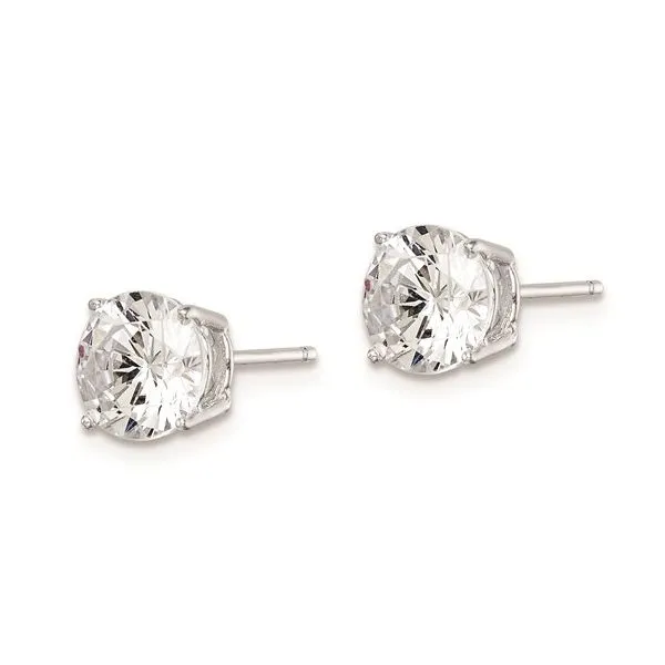 Sterling Silver CZ Stud Earrings Image 2 Morin Jewelers Southbridge, MA