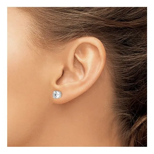 Sterling Silver CZ Stud Earrings Image 3 Morin Jewelers Southbridge, MA
